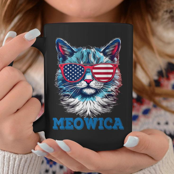Patriotic Cat Sunglasses American Flag 4Th Of July Meowica Coffee Mug Unique Gifts