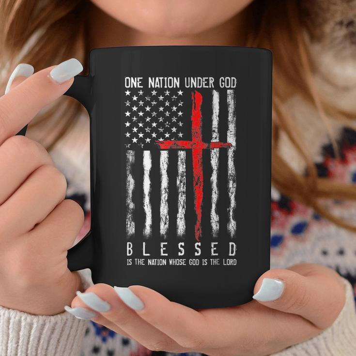 Patriotic Christian Blessed One Nation Under God 4Th Of July Coffee Mug Personalized Gifts