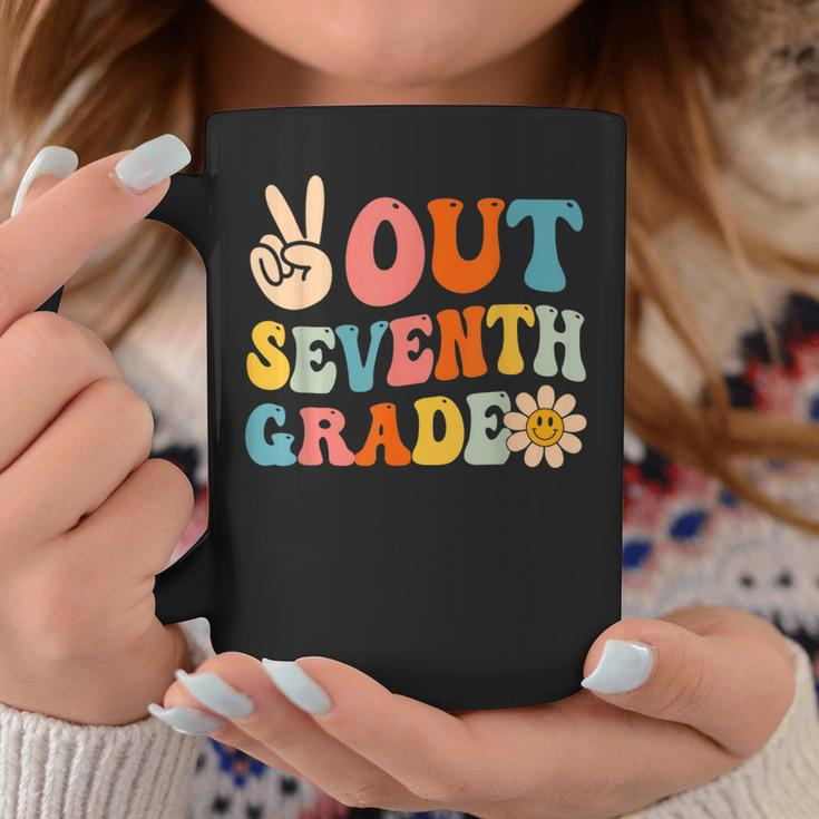 Peace Out 7Th Grade Graduation Last Day Of School Groovy Coffee Mug Unique Gifts