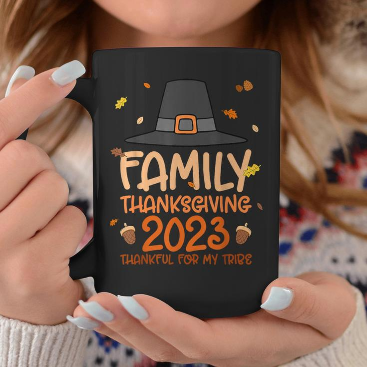 Pilgrim Hat Family Thanksgiving 2023 Thankful For My Tribe Coffee Mug Funny Gifts