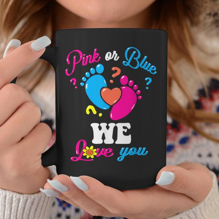 Pink Or Blue We Love You Baby Gender Reveal Party Mom Dad Coffee Mug Funny Gifts