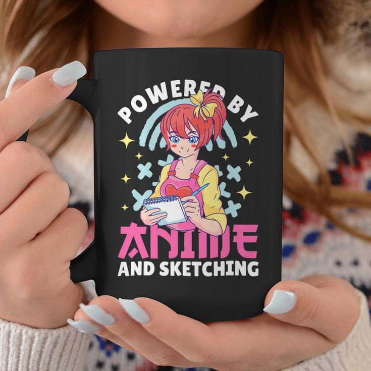 Powered By Anime And Sketching With Anime Coffee Mug Unique Gifts