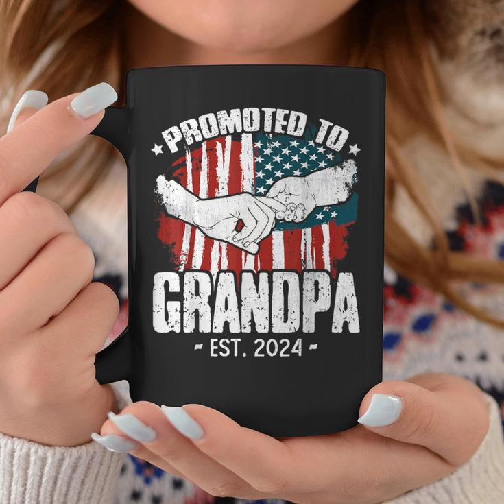 Promoted To Grandpa Est 2024 Patriotic Grandpa Fathers Day Coffee Mug Personalized Gifts