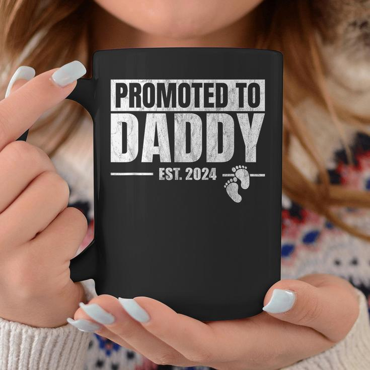 Promoted To Daddy Est 2024 Fathers Day First Time Dad Coffee Mug Funny Gifts