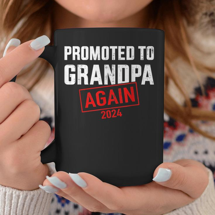 Promoted To Grandpa 2024 Again For New Baby Grandfather Coffee Mug Unique Gifts