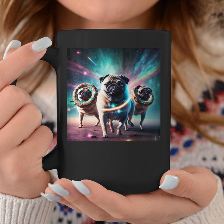 Pugs In Space With Donuts Cute Pug Boys Girls Coffee Mug Funny Gifts