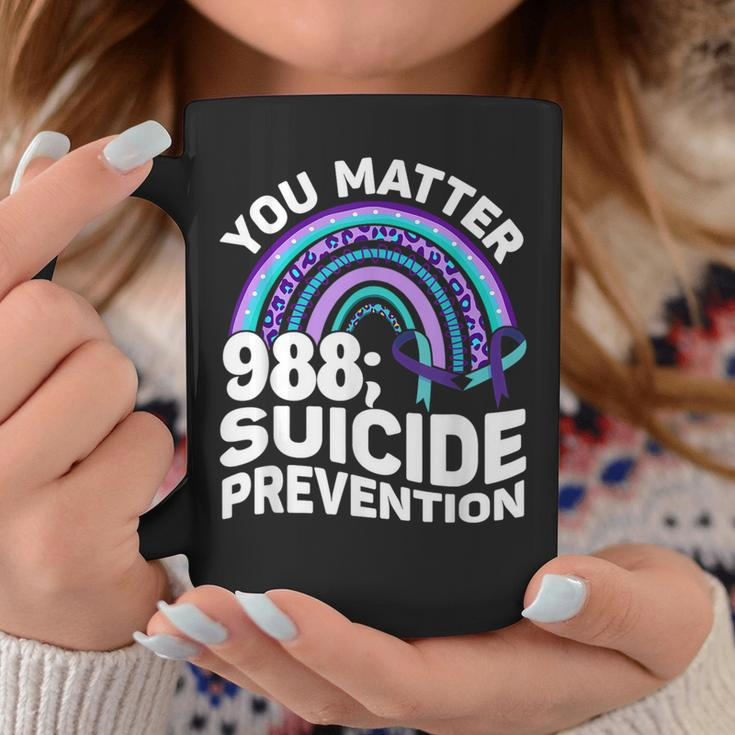 Rainbow You Matter 988 Suicide Prevention Awareness Ribbon Coffee Mug Funny Gifts