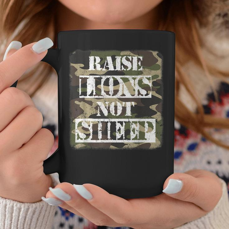 Raise Lions Not Sheep American Patriot Camo Patriotic Lion Coffee Mug Unique Gifts