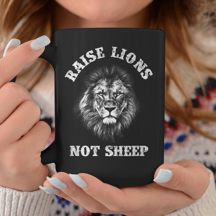 Raise Lions Not Sheep American Patriot Mens Patriotic Lion Coffee Mug Unique Gifts