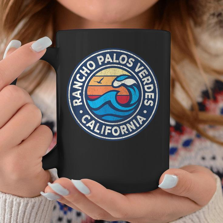 Rancho Palos Verdes California Ca Vintage Nautical Waves Des Coffee Mug Unique Gifts