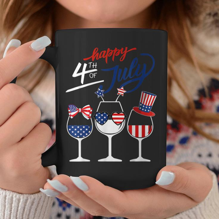 Red White Blue Wine Glass Usa Flag Happy 4Th Of July Coffee Mug Unique Gifts