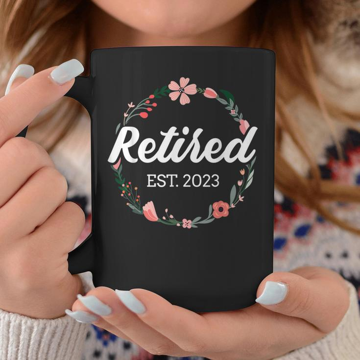 Retired 2023 Floral With Flowers For Grandma In Retirement Coffee Mug Funny Gifts