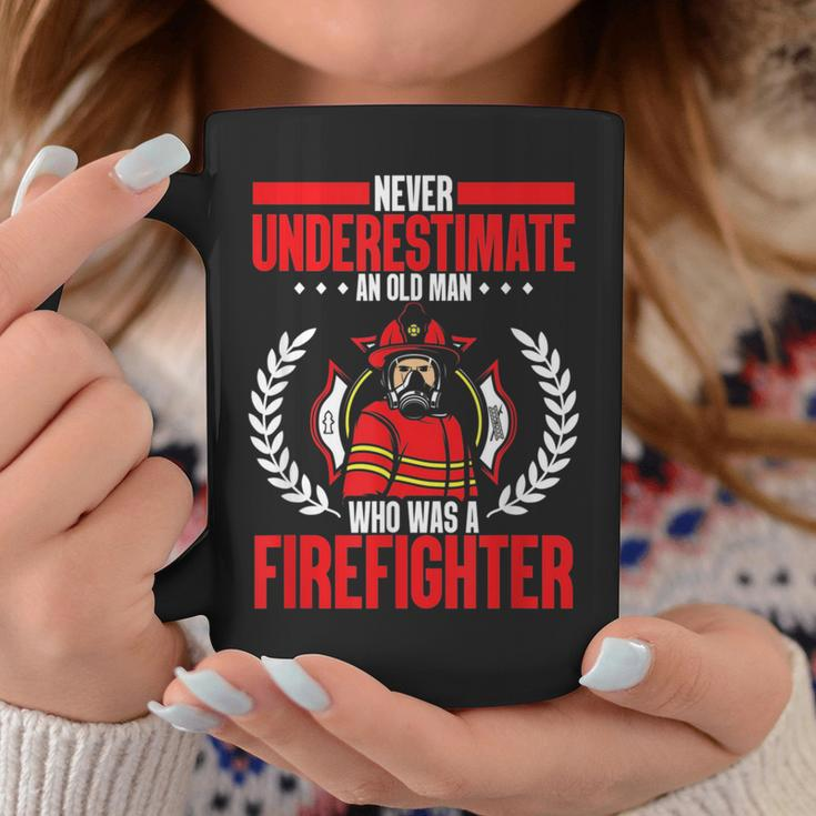 Retired Never Underestimate An Old Man Who Was A Firefighter Gift For Mens Coffee Mug Funny Gifts