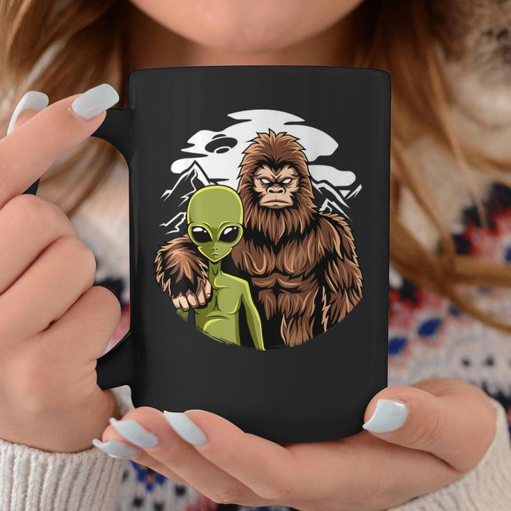 Retro Alien And Bigfoot Sasquatch Ufo Believer Coffee Mug Funny Gifts