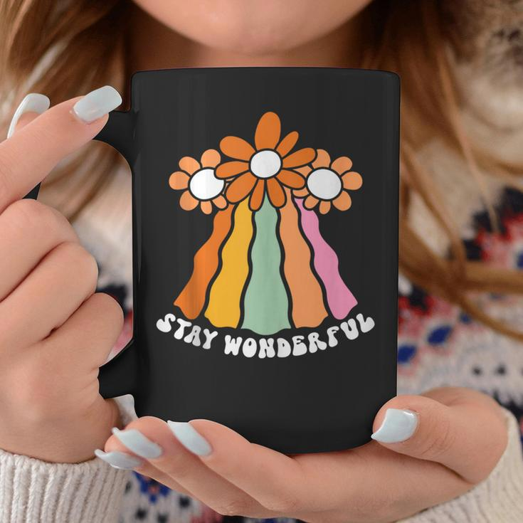 Retro Flower Power Swirl Rainbow 60S 70S Stay Wonderful 70S Vintage Designs Funny Gifts Coffee Mug Unique Gifts
