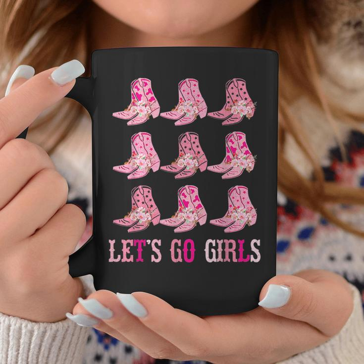 Retro Lets Go Girls Boot Pink Western Cowgirl Coffee Mug Unique Gifts