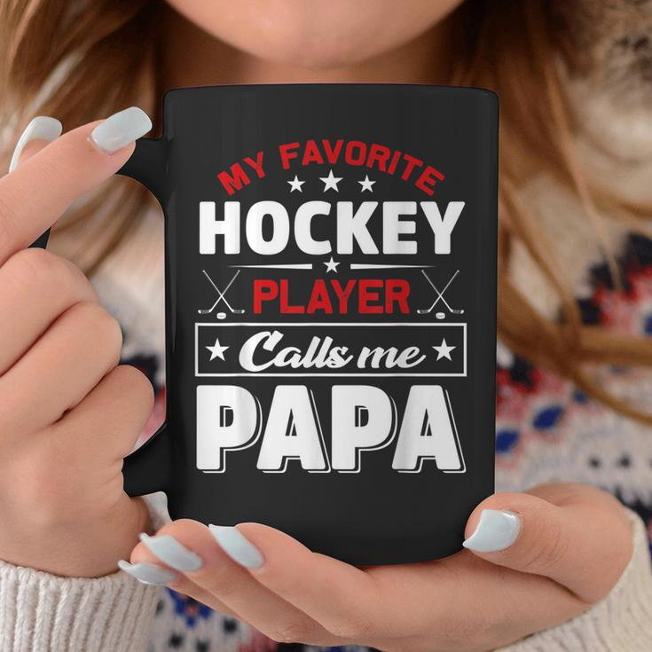 Retro My Favorite Hockey Player Calls Me Papa Fathers Day Coffee Mug Unique Gifts