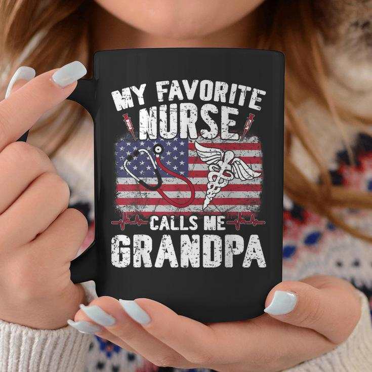 Retro My Favorite Nurse Calls Me Grandpa Usa Flag Father Day Coffee Mug Unique Gifts