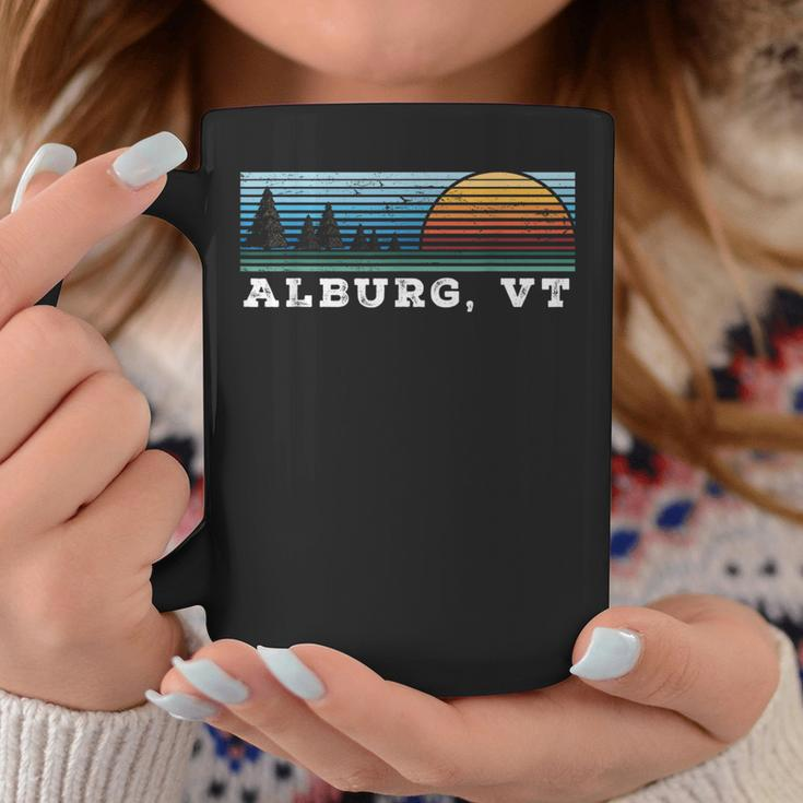 Retro Sunset Stripes Alburg Vermont Coffee Mug Unique Gifts
