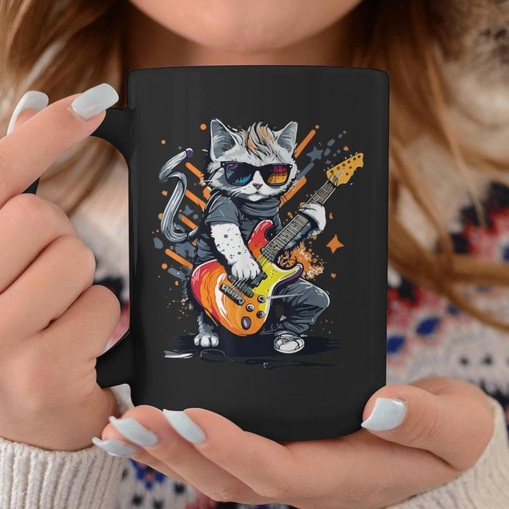 Rock Cat Playing Guitar Guitar Cat Coffee Mug Unique Gifts