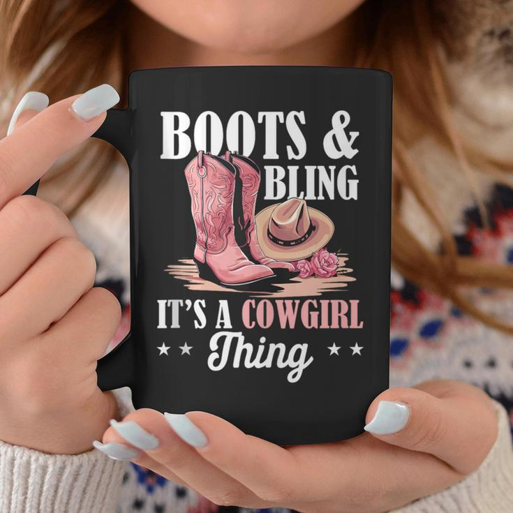 Rodeo Western Country Southern Cowgirl Hat Boots & Bling Coffee Mug Unique Gifts