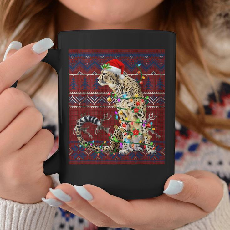 Santa Cheetah Christmas Tree Lights Ugly Sweater Pajama Coffee Mug Funny Gifts