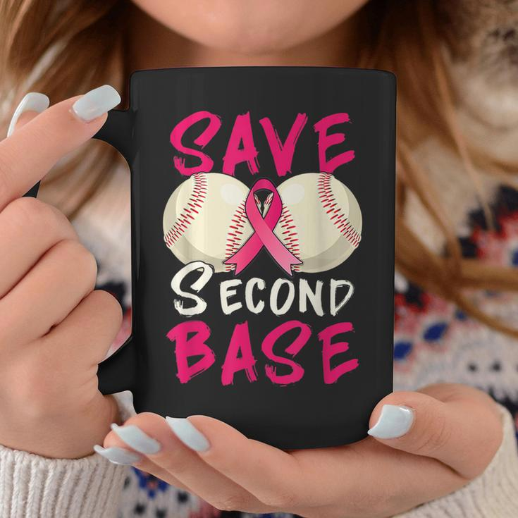 Save Second 2Nd Base Baseball Pink Ribbon Breast Cancer Coffee Mug Funny Gifts