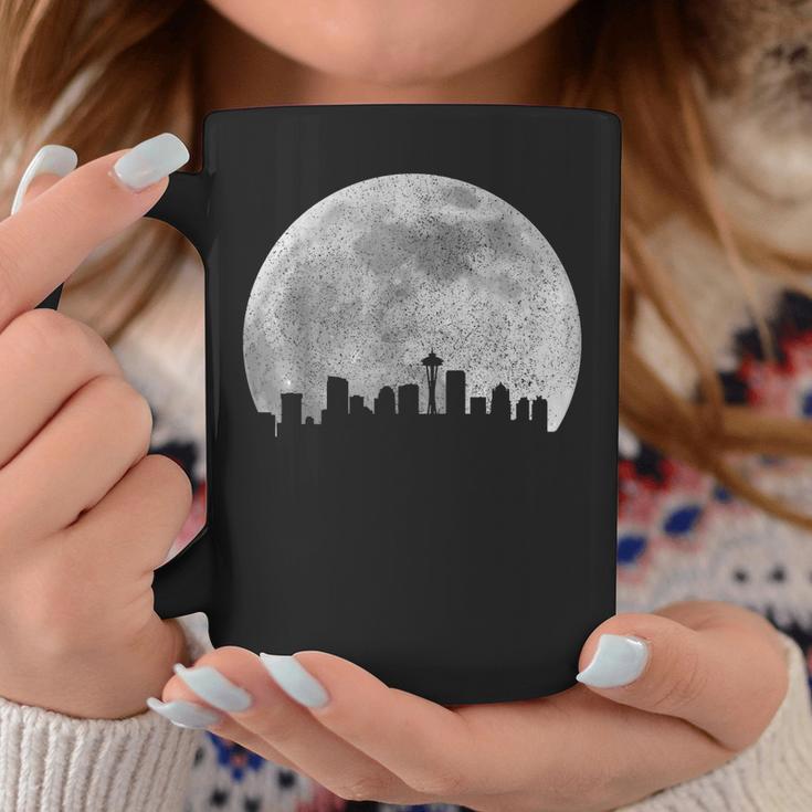 Seattle Washington Skyline Moon Pride Vintage Seattle Coffee Mug | Mazezy