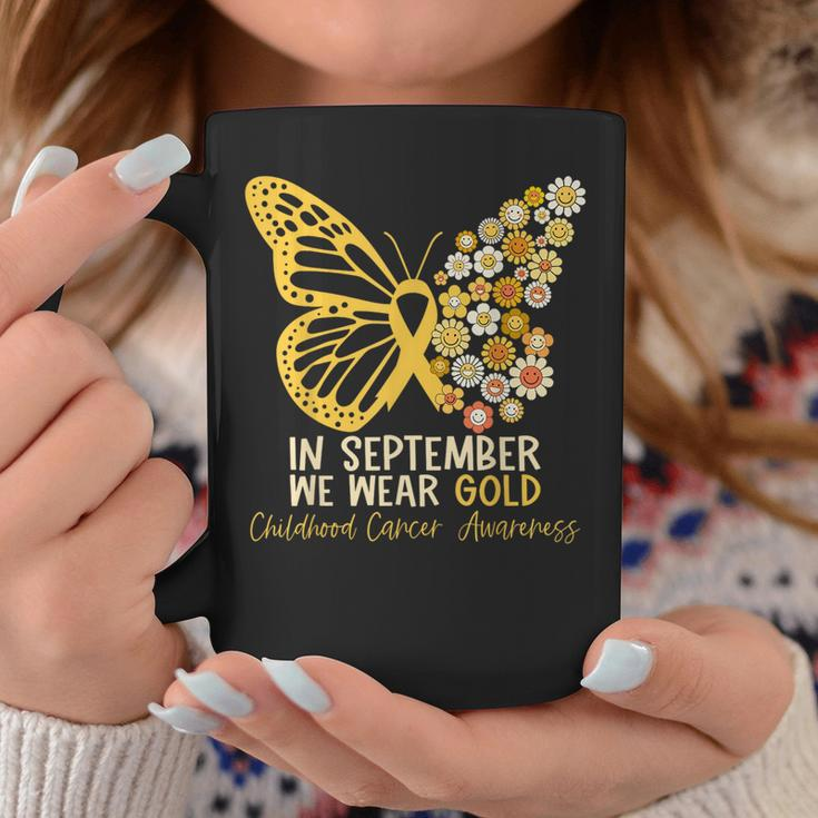 In September We Wear Gold Butterfly Ribbon Hippie Flowers Coffee Mug Unique Gifts