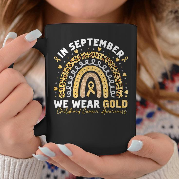 In September We Wear Gold Childhood Cancer Awareness Rainbow Coffee Mug Unique Gifts