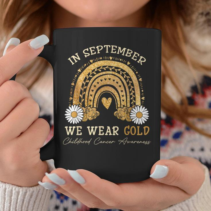 In September We Wear Gold Rainbow Childhood Cancer Awareness Coffee Mug Funny Gifts
