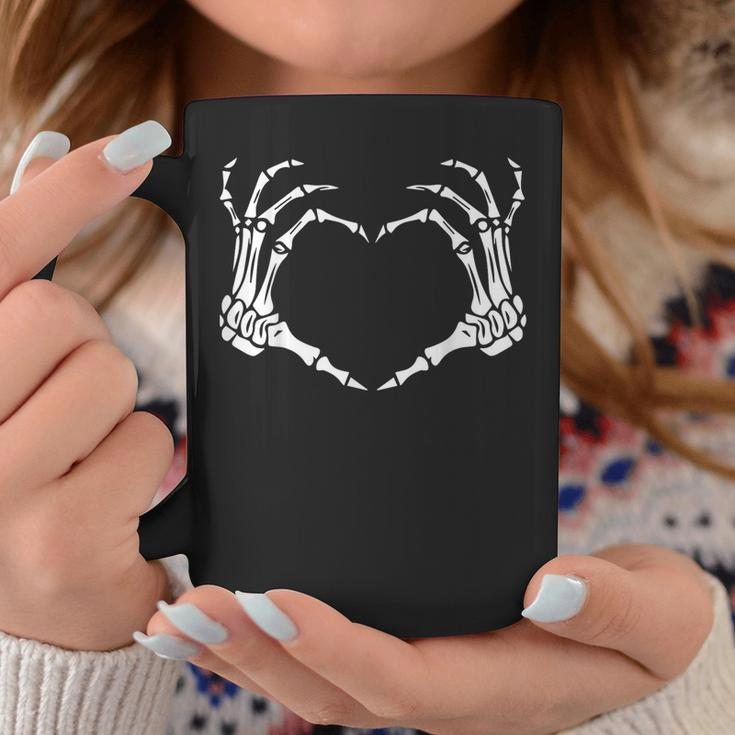 Skeleton Hands Heart Sign Retro Halloween Girls Coffee Mug Unique Gifts