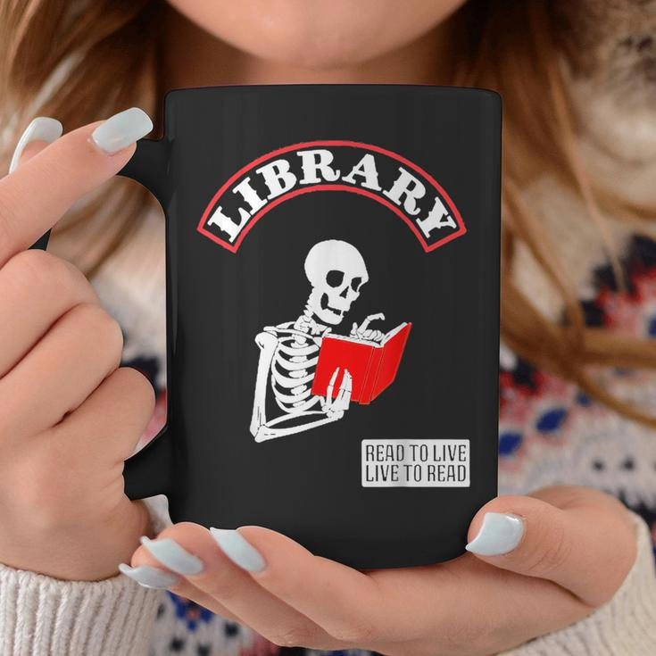 Skeleton Library Read To Live Liveto Read Funny Book Lover Coffee Mug Unique Gifts