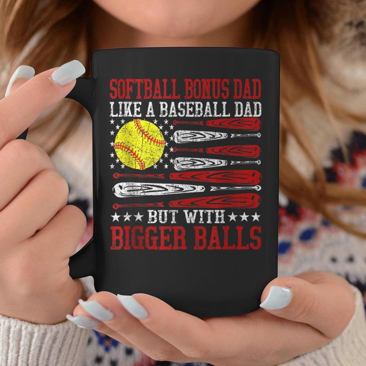 Softball Bonus Dad Like A Baseball Dad Us Flag Fathers Day Coffee Mug Unique Gifts