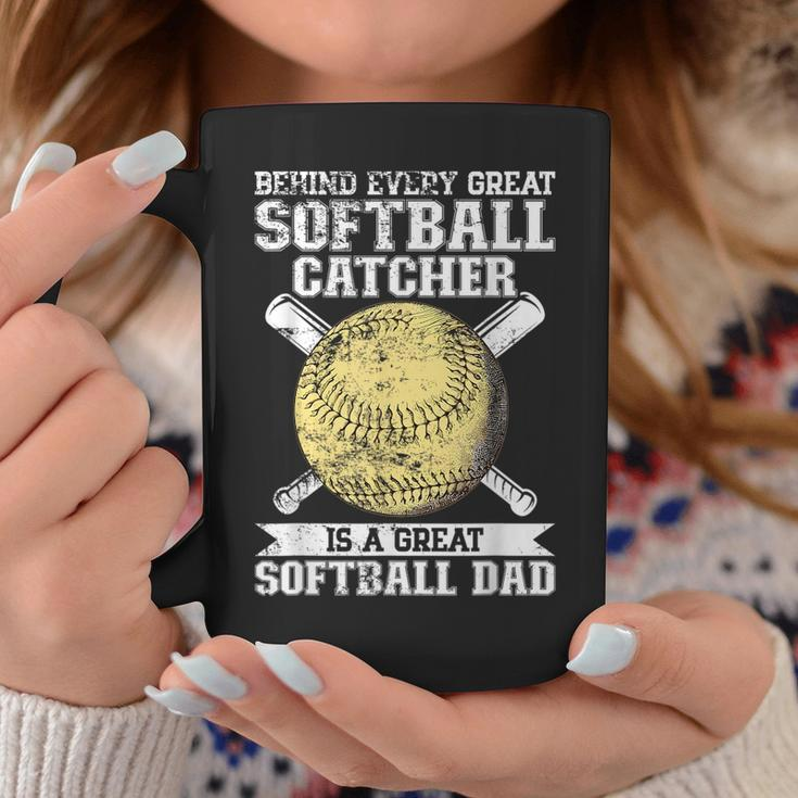 Softball Catcher Dad Pitcher Fastpitch Coach Fathers Day Coffee Mug Funny Gifts
