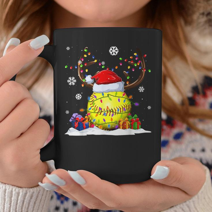 Softball Lovers Reindeer Santa Hat Ugly Christmas Sweater Coffee Mug Unique Gifts