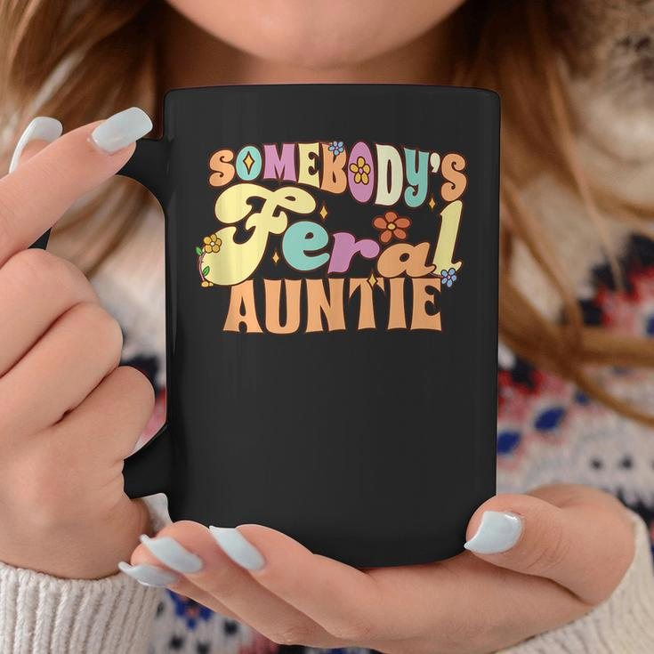 Somebodys Feral Auntie Wild Family Groovy Floral Funny Coffee Mug Unique Gifts