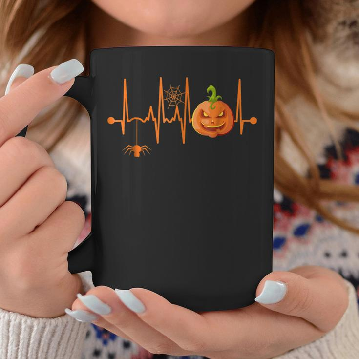 Spooky Scary Pumpkin Heartbeat Halloween Fall Halloween Coffee Mug Unique Gifts