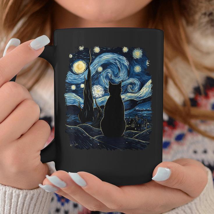 Starry Night Inspired Cat Cat Coffee Mug Unique Gifts