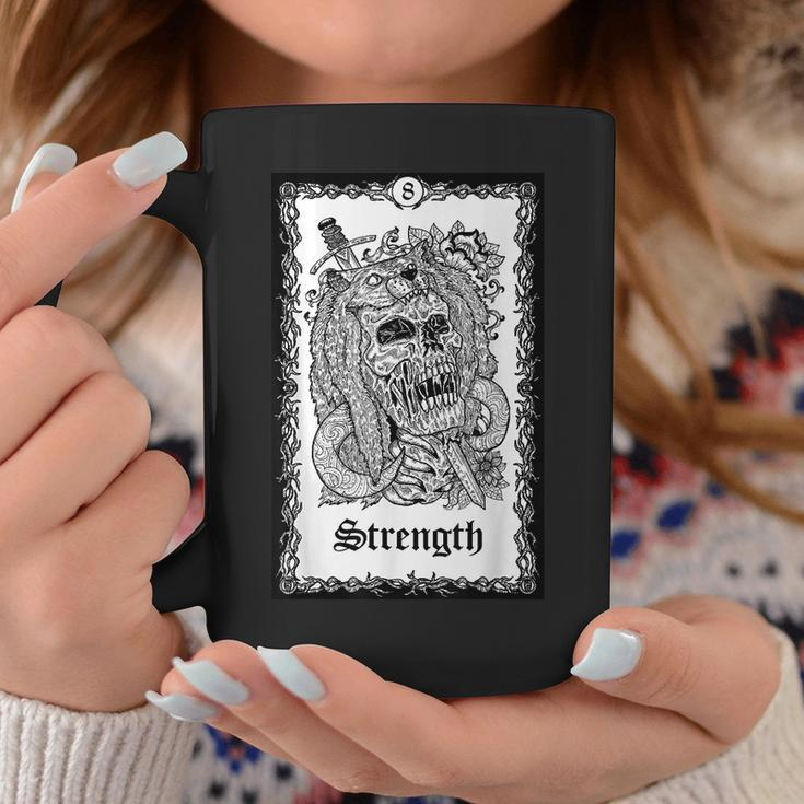 Strength Tarot Card Skull Goth Punk Magic Occult Tarot Coffee Mug Unique Gifts
