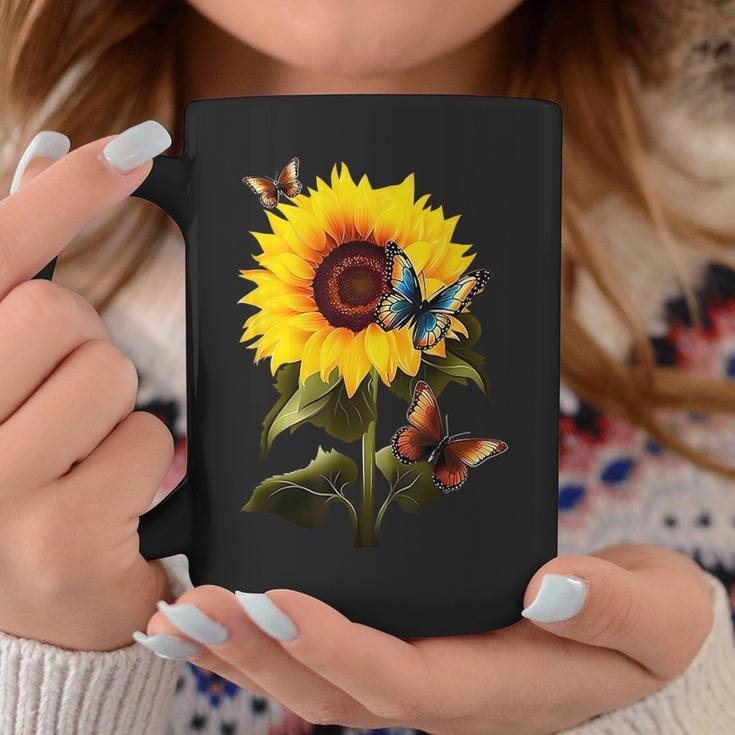 Sunflower Butterfly Vintage Botanical Flower Women Graphic Coffee Mug Unique Gifts