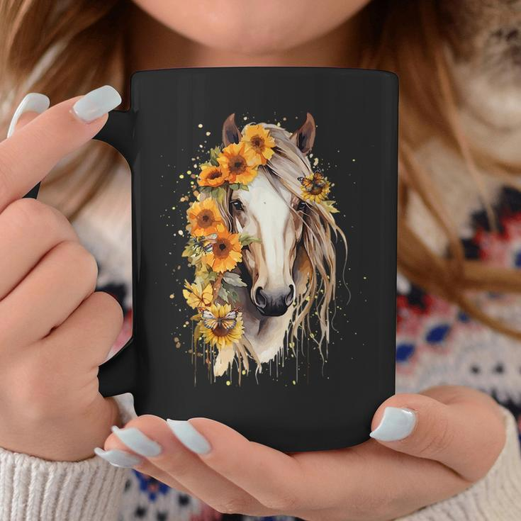 Sunflower Horse Portrait Cowgirl Equestrian Horseback Riding Coffee Mug Unique Gifts
