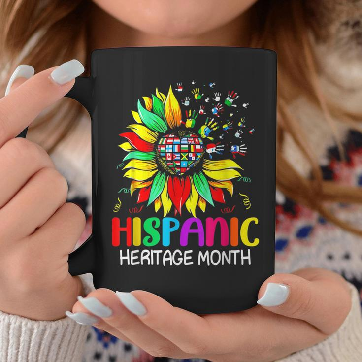 Sunflower Latin Countries Flags Hispanic Heritage Month Coffee Mug Funny Gifts