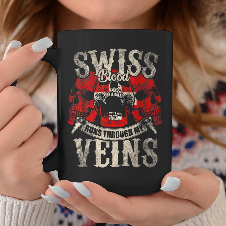 Swiss Blood Runs Through My Veins Flag Of Switzerland Coffee Mug Funny Gifts