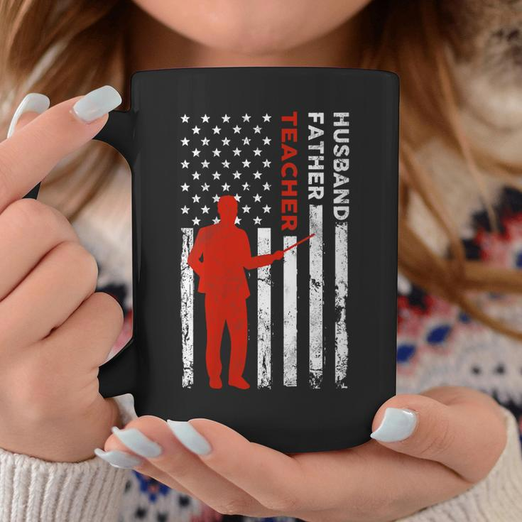 Teacher Husband Dad Vintage Usa Flag American Fathers Gift For Womens Gift For Women Coffee Mug Unique Gifts