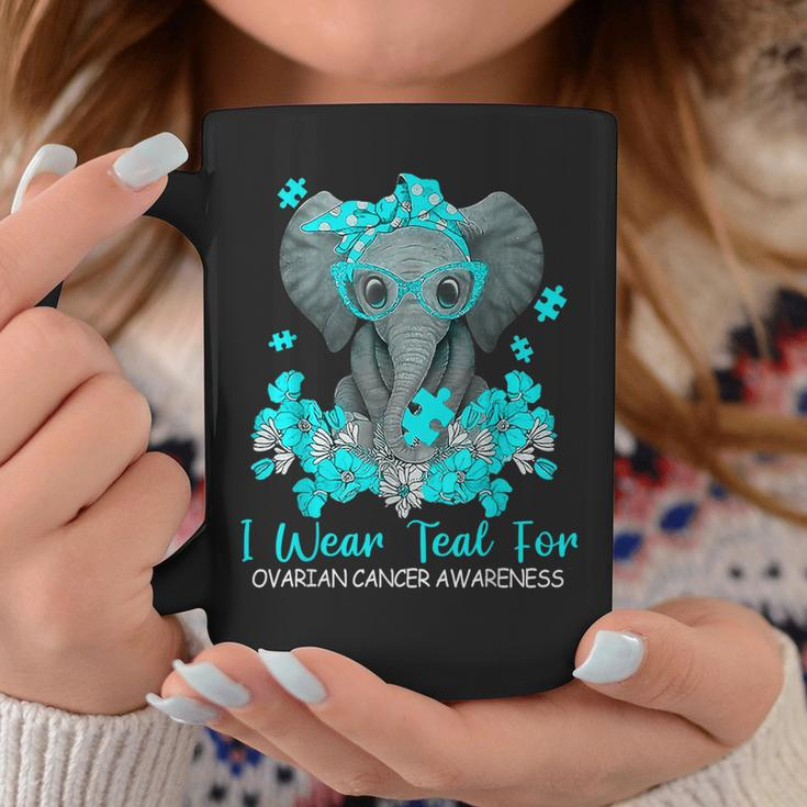 Teal Elephant I Wear Teal For Ovarian Cancer Awareness Coffee Mug Unique Gifts
