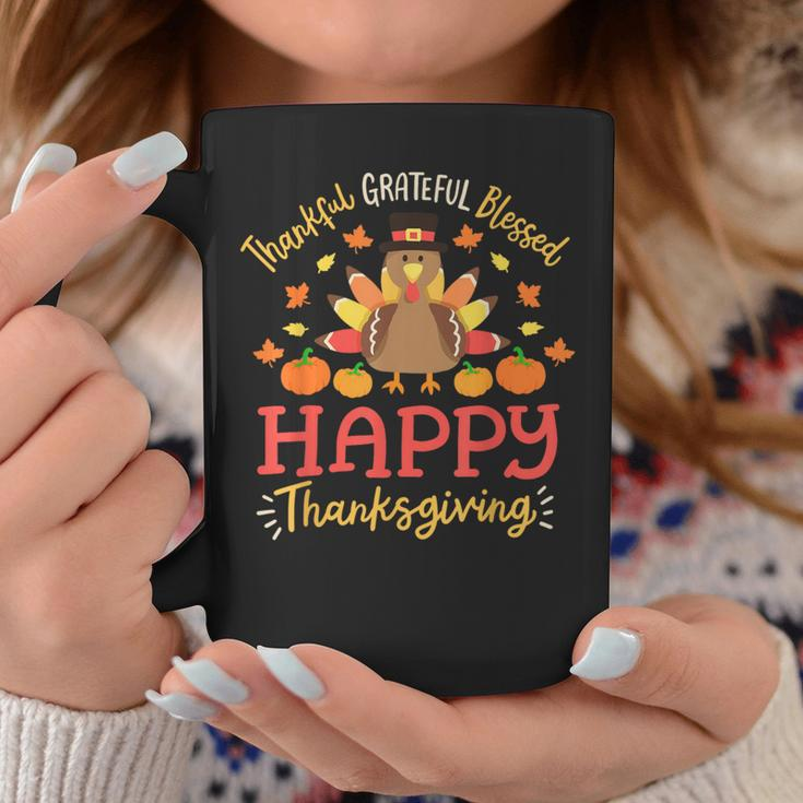 Thankful Grateful Blessed Happy Thanksgiving Turkey Gobble Coffee Mug Funny Gifts