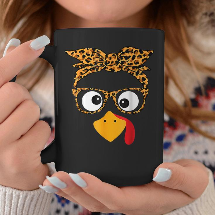 Thanksgiving Turkey Face Leopard Print Glasses Autumn Fall Coffee Mug Personalized Gifts
