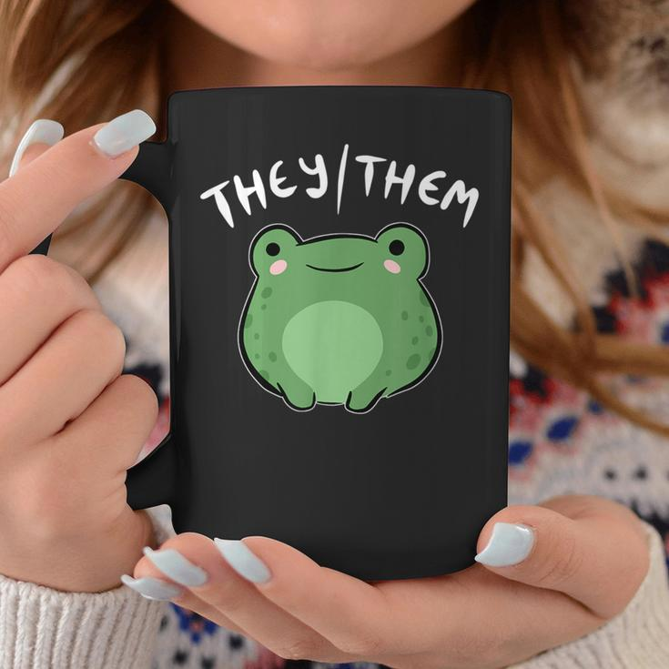 They Them Pronouns Frog Cute Nonbinary Queer Aesthetic Coffee Mug Unique Gifts