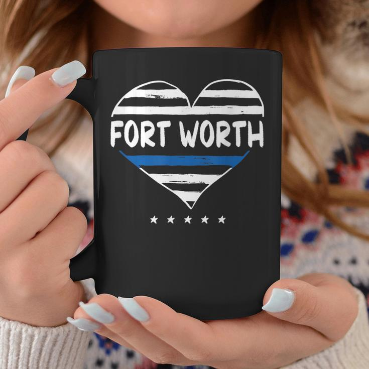 Thin Blue Line Heart Fort Worth Police Officer Texas Cops Tx Coffee Mug Unique Gifts